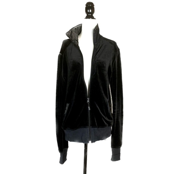 Lululemon Velour Jacket Black Velvet Full Zip Embroidered Logo Pockets - Picture 2 of 11